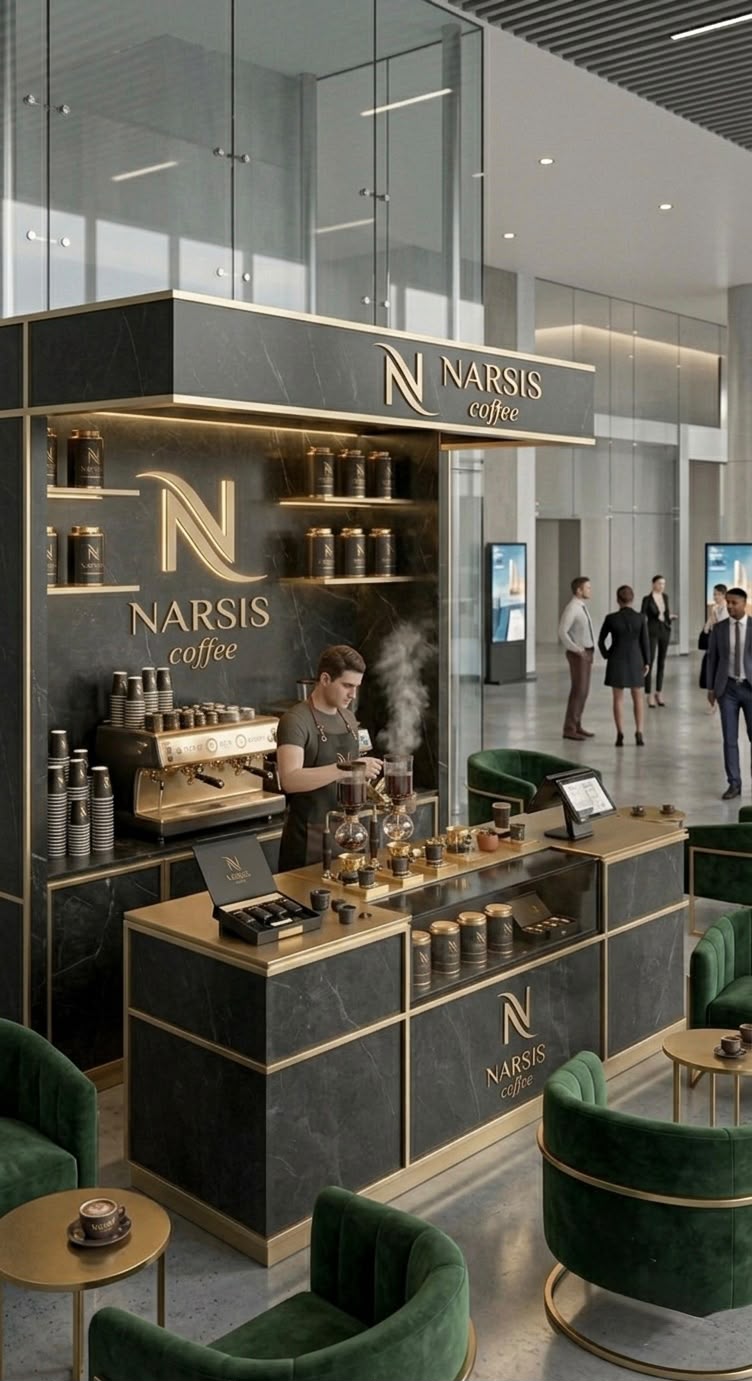 Narsis Coffee express kiosk in a shopping mall